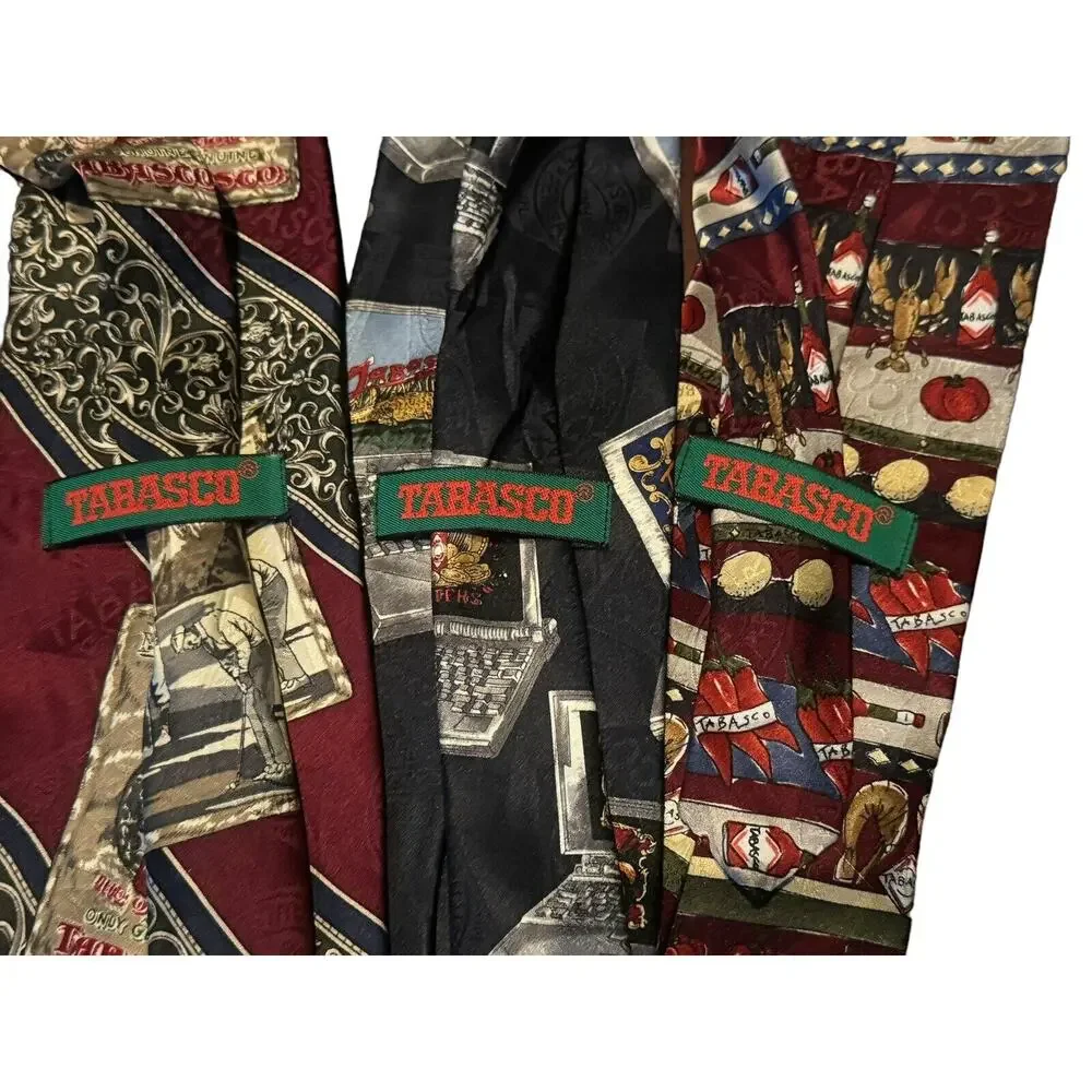 TABASCO Brand Sauce Men's Novelty Designer 100% Silk Ties (3)‎ Neckties USA Made